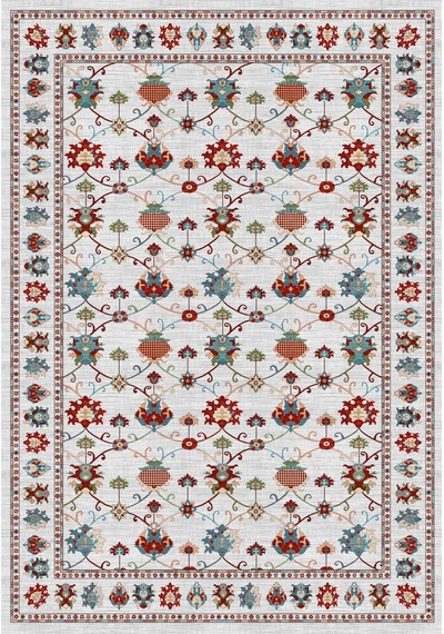 Dijital Baskılı Renkli Kilim Desenli Kaymaz Taban Yıkanabilir Halı Çok Renkli