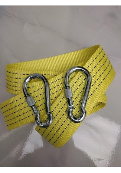 Çeki Halatı 3 Ton 3 M Çekme Halatı Kumaş 10 Mm Vidalı Metal Çengelli Karabinalı, Turuncu Kumaş Çeki Halatı,