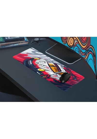 Kaymaz Taban Dikişli Mousepad Araba Desenli Oyuncu Gaming Mouse 30x70 Cm