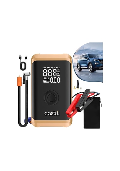 Cs71 Plus 12000mah Akü Takviye Cihazı 4 Ü 1 Arada Jump Starter Kompresör Powerbank 150 Psı