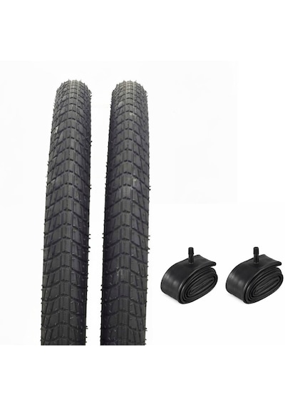 20 Jant Bisiklet Lastik Seti - 2 Dış + 2 İç Lastik - 20 X 2.125 - Dişsiz Asfalt Yol Tipi