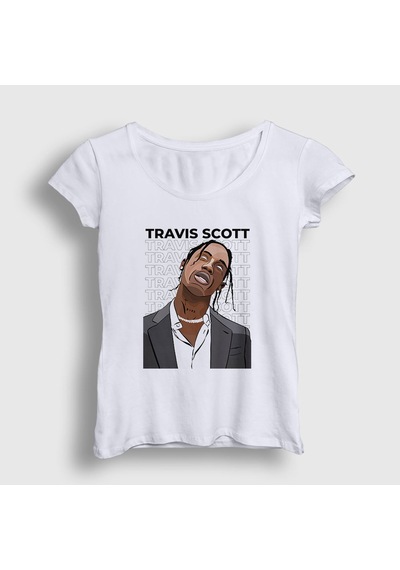 Presmono Kadın Icon Astroworld Travis Scott T-shirt Beyaz