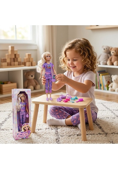 Elonna Urban Life Manken Bebek Seti - 30 Cm Hareketli Eklemli Modern Kıyafetli Moda Bebeği Mor