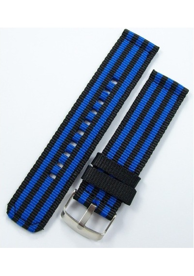 Kumaş Perlon Siyah Mavi 22Mm Spor Saat Kordonu Kayışı Nato