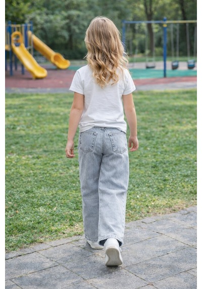 Cedy Denim Cedy Denım Yüksek Kalite Kız Çocuk Yüksek Bel %100 Cotton Palazzo Jean Pantolon Kar Yıkama
