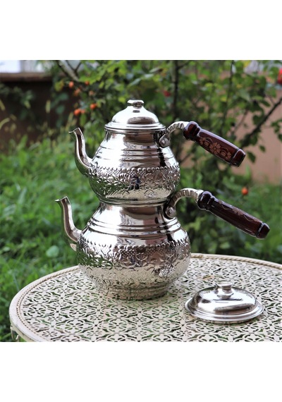 Nikel Kaplama Baskı Bakır Çaydanlık 2,8 L Bakır