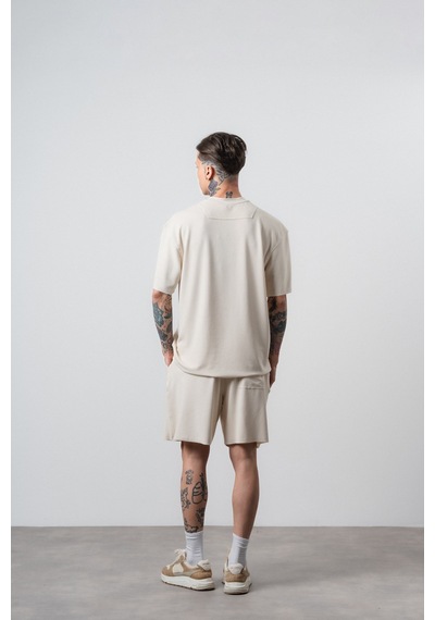 Erkek Far From Basic Baskılı Regular Fit T-shirt Şort Takım Bej