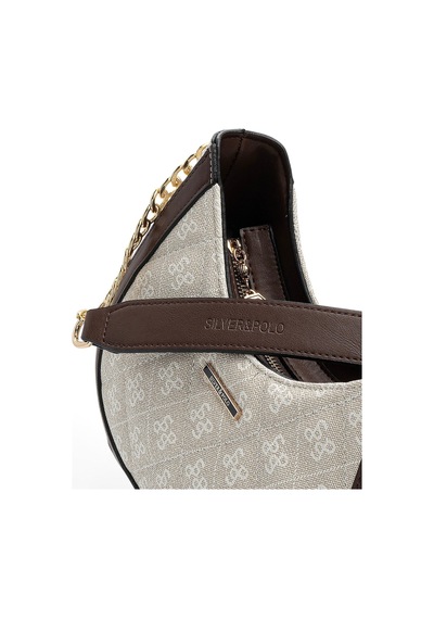 Silver & Polo Silver Polo Taş - Kahve Monogram Kadın Omuz Çantası Sp1168