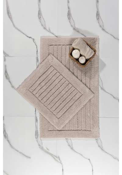 Elart Luin Banyo Halısı Paspas Takımı Pamuklu 2 Adet 60x100 Cm Bej Bej