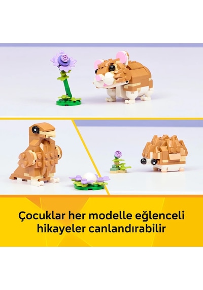 LEGO® Creator 3’ü 1 Arada Sevimli Hamster ile Çiçek 31376 – 7 Yaş ve Üzeri Çocuklar için Yaratıcı Oyuncak Yapım Seti (166 Parça)