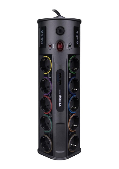 S-link Swv-prz010 1.8m 1860 Joule 1.5mm 1 Usb 1 Type C 2.1a-5v 16a 250v 3680w 10lu Akım Kor.priz 0