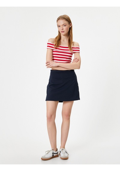 Koton Kayık Yaka Atlet Slim Fit Omzu Açık Kırmızı Çizgili 4sal30297ık