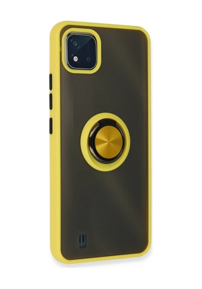 Realme C11 2021 Kılıf Montreal Yüzüklü Silikon Kapak - Sarı 0.2M-Çok Renkli