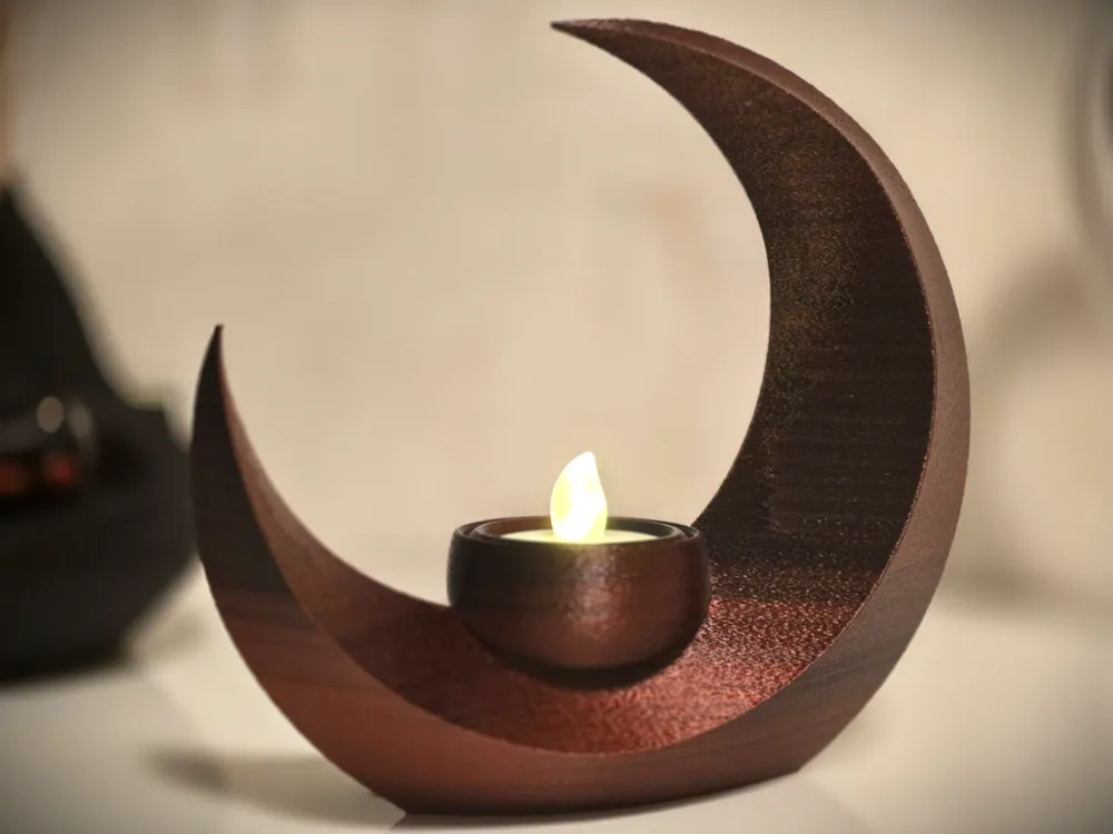 Dekoratif Hilal Mumlu - Tealight Led Mum Uyumlu Modern Ay Figürlü Ev Aksesuarı Hediyelik Obje 0