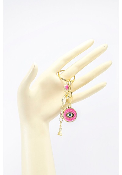 Mineli Yoncalar Metal Pembe Nazar Boncuğu Gold Renkli