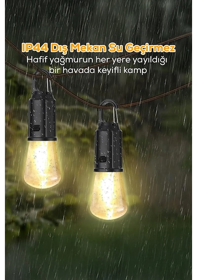 Volemi V-012 Taşınabilir Usb Şarjlı Led Ampul Outdoor Kamp Bahçe Lambası Askılı Kırılmaz Led Işık