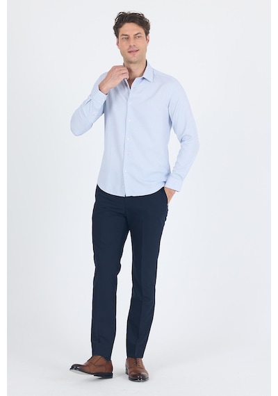 İmza Koyu Lacivert Uzun Kol Sert Yaka Cepsiz Slim Fit Pamuklu Gömlek 1004250225 Koyu Lacivert