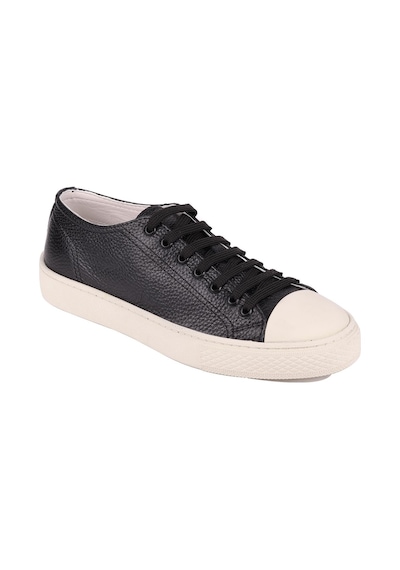 Shoetyle - Siyah Hakiki Deri Bağcıklı Erkek Sneaker 666-25-1251 Siyah