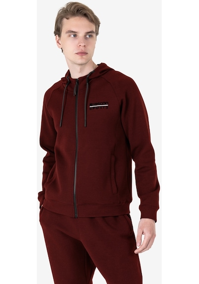 Lescon Bordo Erkek Fermuarlı Kapüşonlu Sweatshirt 23n-1121