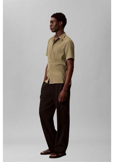 Calvin Klein Ss Solid Seersucker Erkek Gömlek-16337 Haki