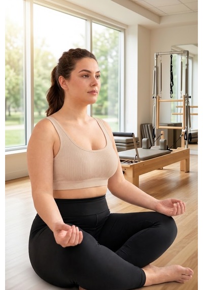 İpeksi Collection Kalın Askılı Pamuklu Çıkarılabilir Pedli Büstiyer Bralet - Sporcu Yarım Atlet Ten