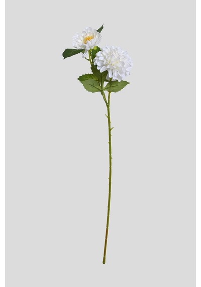 Beyaz Yapay Dahlia Yıldız Çiçeği 2 Dallı Lüx İpeksi Dokulu 65 Cm