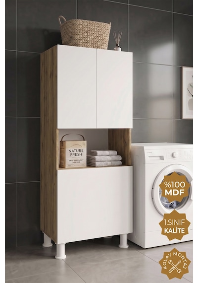 Teta Home Kirli Çamaşır Sepetli Banyo Kiler Çok Amaçlı Dolap Atlantik Çam - Beyaz Teta Home Kirli Çamaşır Sepetli Banyo Kiler Çok Amaçlı Dolap Atlantik Çam - Beyaz