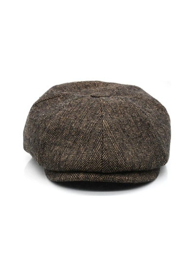 Külah Erkek Kahve Balıksırtı Kasket 8 Parça Peaky Blinders Şapka - Standart Kahverengi