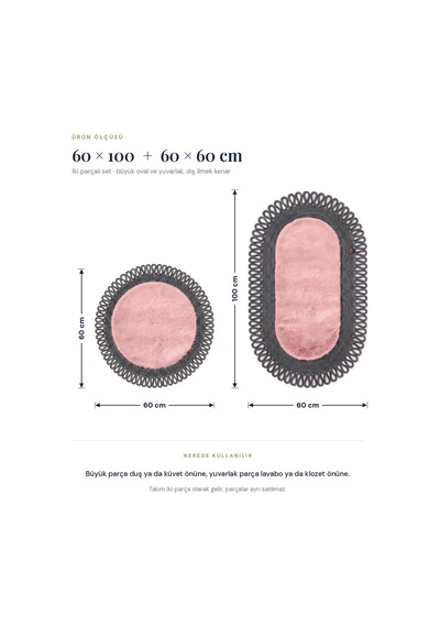 Banyo Paspası Takımı 60x100+60x60 Cm Dış Trikot Pembe & Antrasit Gri