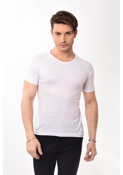 Erkek Slim Fit Bisiklet Yaka Kısa Kollu T-Shirt Tişört 10 Renk