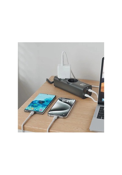 67w Hızlı Şarjlı Akıllı Çoklu Priz 2000w Güç, 2 Usb-c + 2 Usb-a Çıkışlı, Telefon & Laptop Uyumlu 0