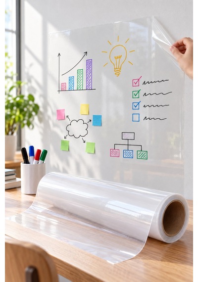 2 Adet Kendinden Yapışkanlı Şeffaf Tahta Filmi Pvc Silinebilir Yazı Tahtası Film, Duvar Etiketi, Self-adhesive Whiteboard Film Diğer