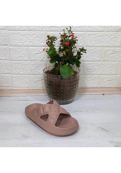Akınalbella 408 Camel Renk Çapraz Eva Hafif Rahat Kadın Terlik 001