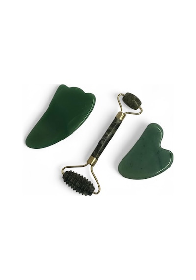 Yeşim Tırtıklı Roller Ve Yeşim Gua Sha Masaj Taşı Premium Set 24772428