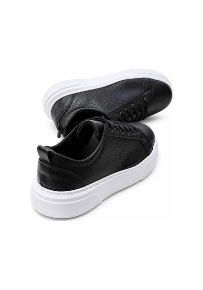 Yalçın Erkek Beyaz Bağcıklı Ortopedik Günlük Sneaker Spor Ayakkabı Kalın Taban Siyah - 919472745 Siyah