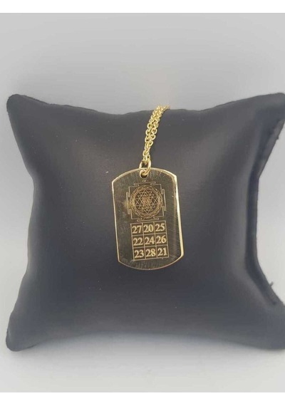 Kubera Yantra V Sri Yantra Koruyucu Güçleri Birleştiren Sayılar Sarı Renk 925 Ayar Gümüş Kolye