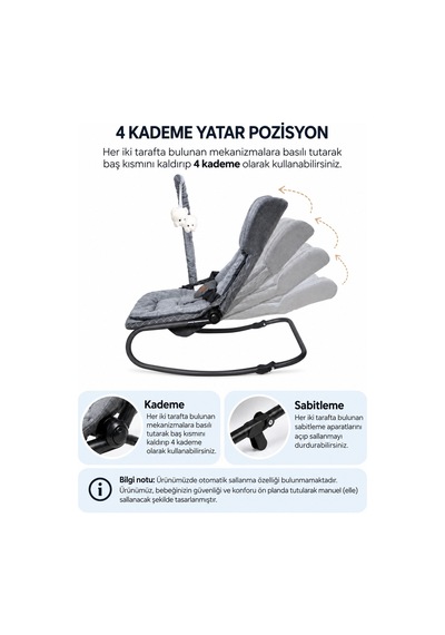 Elit Keten Anakucağı - Hazır Kurulu Gelir - Kademeli - Sallanır - Oyuncaklı - Bebek Ana Kucagi