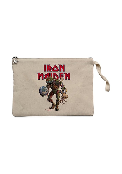 Iron Maiden Monster Guitarist Krem Clutch Cüzdan / El Çantası Krem