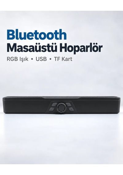 Döner Kontrol Düğmeli Rgb Işıklı Bluetooth 5. 4 Hoparlör Type C Şarj Girişli Siyah
