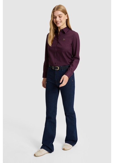 U.S. Polo Assn. Kadın Bordo Uzun Kollu Basic Gömlek 50329503-vr180 Dark Plum