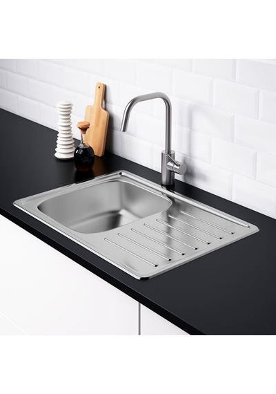 Ikea Fyndıg Tek Gözlü Damlalıklı Eviye, Paslanmaz Çelik, 70x50 Cm
