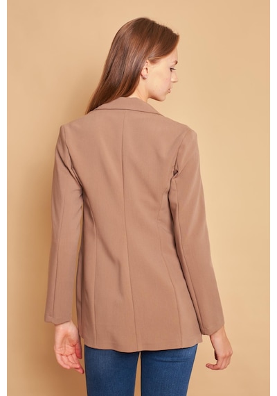 Kadın Düğme Detaylı Uzun Kol Şık Ofis Süs Cep Kapaklı Kumaş Blazer Ceket -açık Vizon A.vızon Kadın Düğme Detaylı Uzun Kol Şık Ofis Süs Cep Kapaklı Kumaş Blazer Ceket -açık Vizon A.vızon
