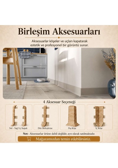 Linela Suya Dayanıklı Pvc Süpürgelik 8 Cm - Canberra Meşe - Lnl406
