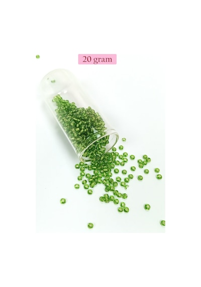 Dökme Cam Kum Boncuk 8/0 3 Mm - 20 Gram - Şeffaf Çimen Yeşili - Bnc154