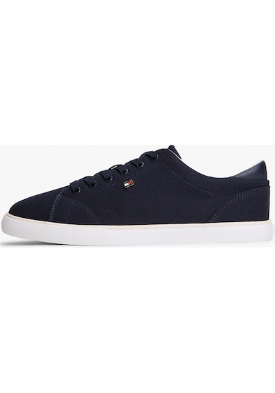Tommy Hilfiger Th Düşük Profilli Vulkanize Kanvas Kadın Mavi Sneaker Fw0fw09102dw6 Mavi