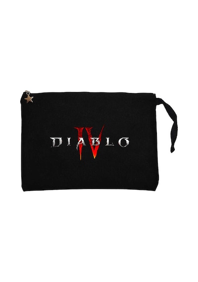 Diablo IV Logo Siyah Clutch Astarlı Cüzdan / El Çantası Siyah