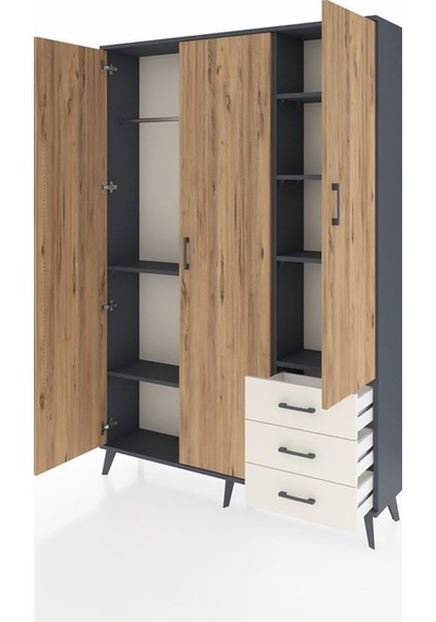 Arges Dolap 6 Raflı 3 Çekmeceli Tek Askılı 132x30x195 Antrasit-çam/aytaşı Atlas Çam/aytası Arges Dolap 6 Raflı 3 Çekmeceli Tek Askılı 132x30x195 Antrasit-çam/aytaşı Atlas Çam/aytası