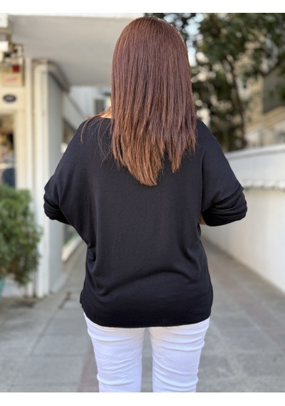 Butik İtalyan Kadın Yün Karışımlı Triko Siyah
