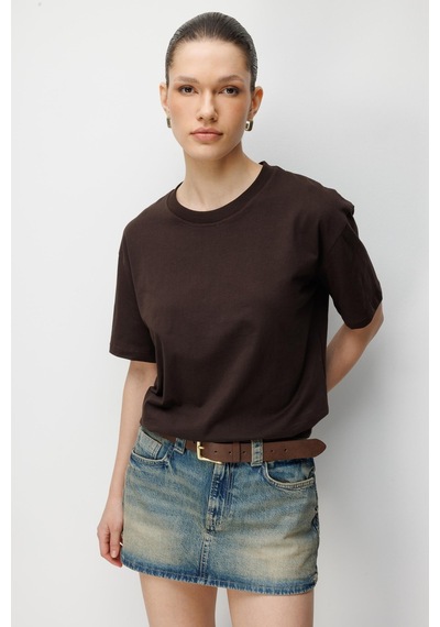 Mixray 48511 Kadın Oversize Basic %100 Pamuk 2 Li T-shirt Kahve Beyaz Kahverengi - Beyaz Mixray 48511 Kadın Oversize Basic %100 Pamuk 2 Li T-shirt Kahve Beyaz Kahverengi - Beyaz