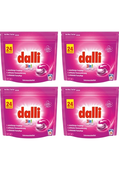 Dalli Renkli Çamaşırlar İçin Kapsül Çamaşır Deterjanı 3'ü 1 Arada 96 Yıkama 1 Koli/4 Adet Set
